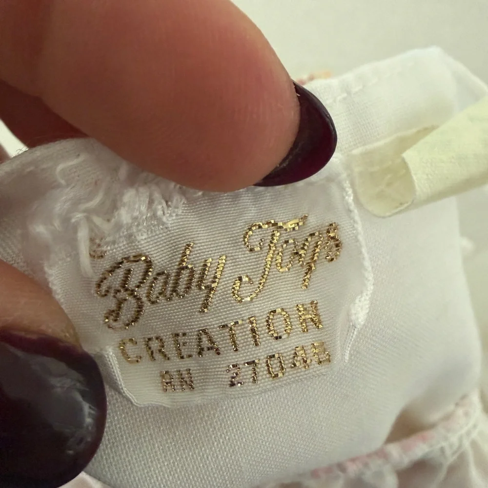 Charming Vintage White and Pink Ruffled Newborn Easter Baby Dress